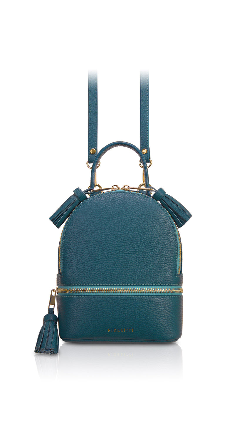Woman Leather Backpack Lady Anne 'GO GO' Mini Teal