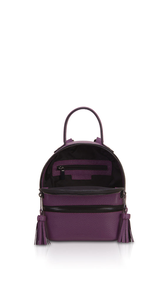 Woman Leather Backpack Lady Anne 'GO GO' Mini Blue Violet