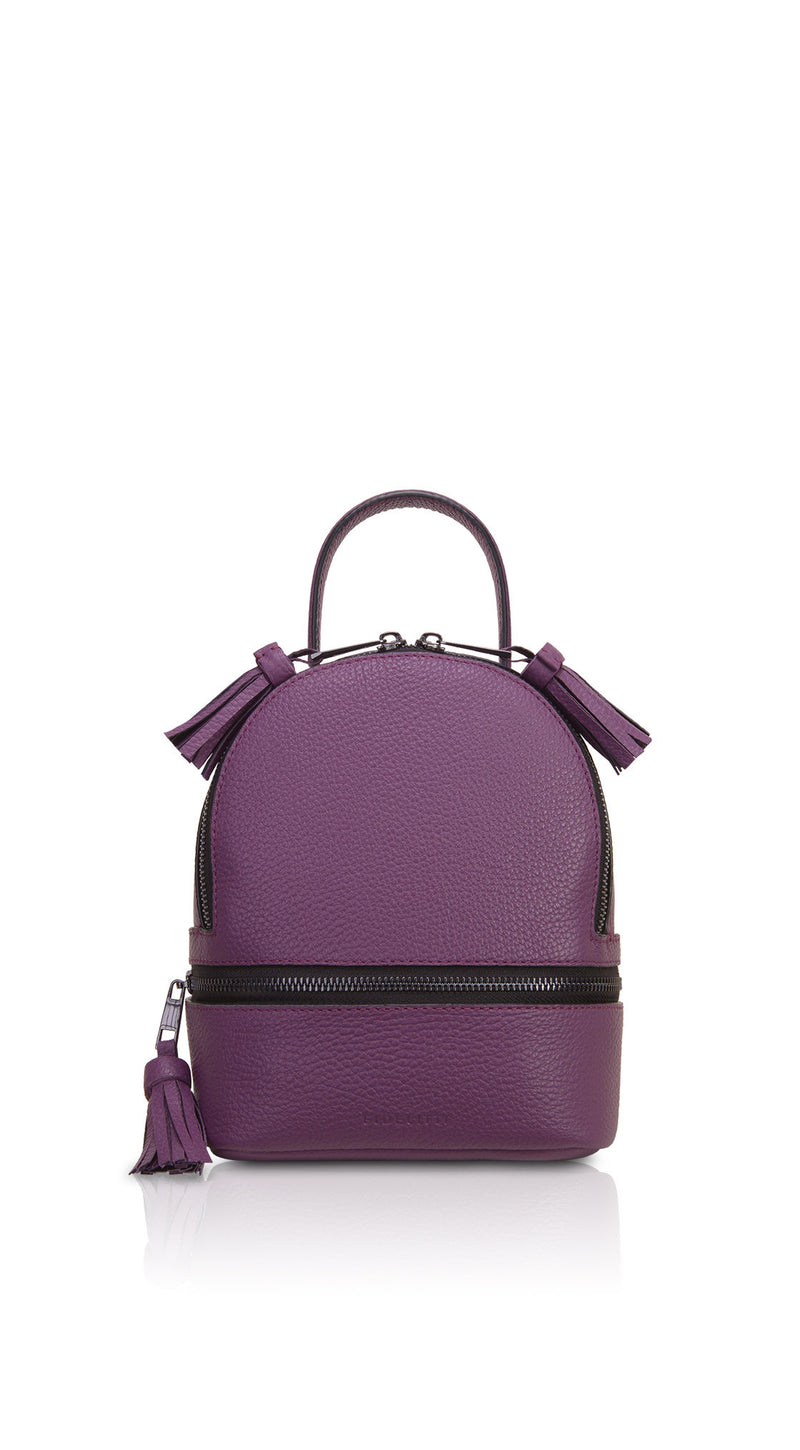 Woman Leather Backpack Lady Anne 'GO GO' Mini Blue Violet