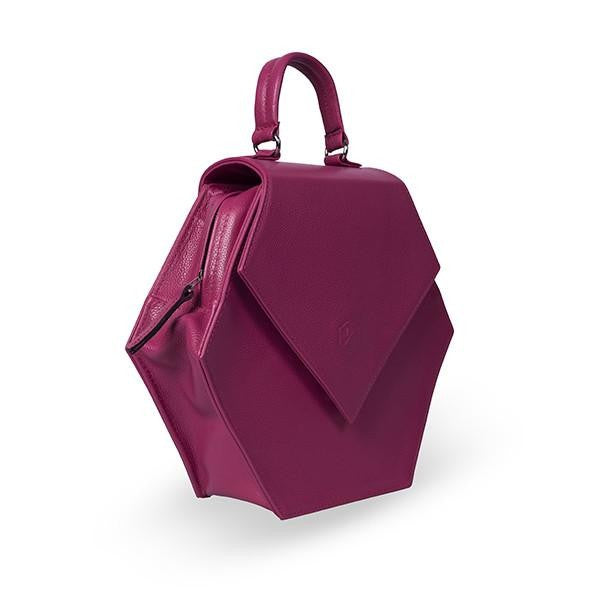Woman Leather Handbag Lady Anne Diamond Magenta