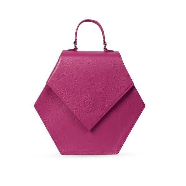 Woman Leather Handbag Lady Anne Diamond Magenta