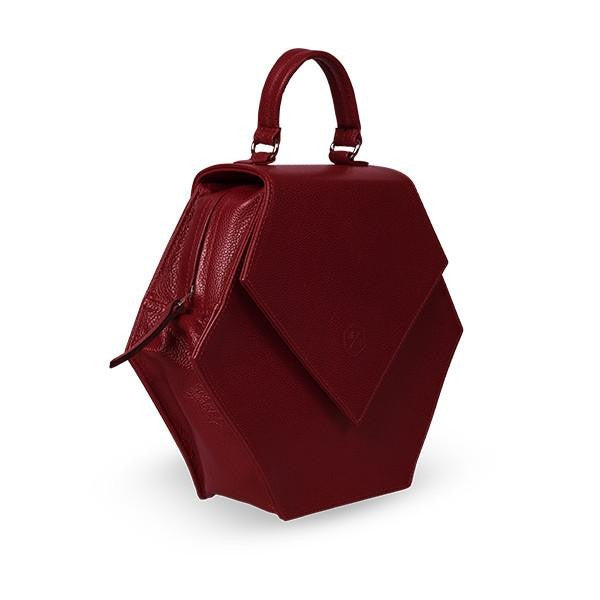 Woman Leather Handbag Lady Anne Diamond Darkred